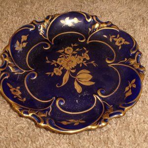 JLMENAU Germany Echt Kobalt cobalt plate gold flowers